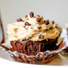 brownie cupcakes with cookie dough frosting