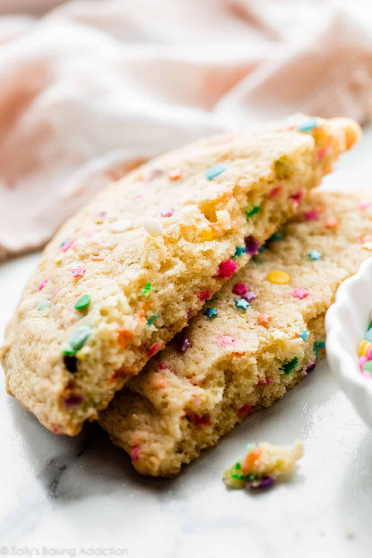 giant sugar cookie broken in half