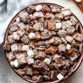 s'mores puppy chow with marshmallows.