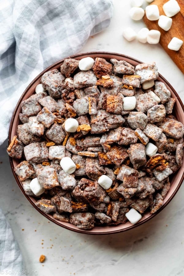 s'mores puppy chow with marshmallows.