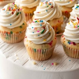 funfetti cupcakes with cream cheese buttercream.