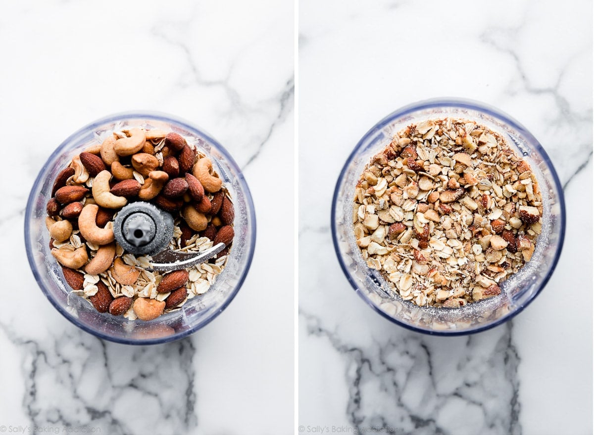 nuts and oats in food processor
