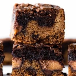 stack of chocolate chip cookie brownie bars