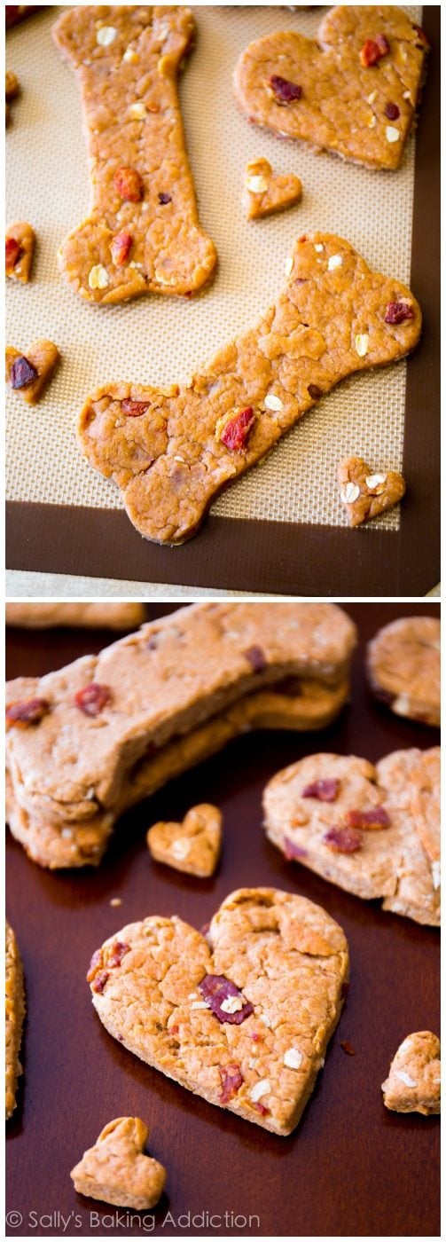 2 images of peanut butter bacon dog treats