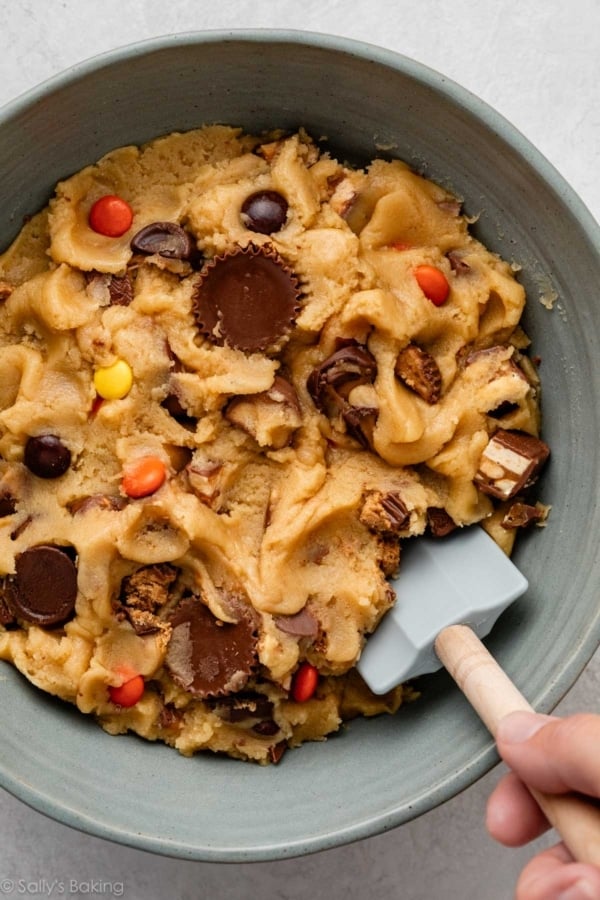 blondie batter with chopped candy bars.