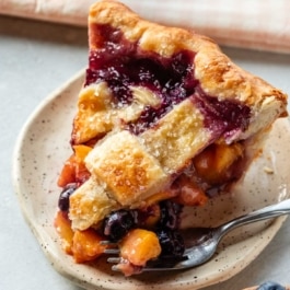 slice of blueberry peach pie.