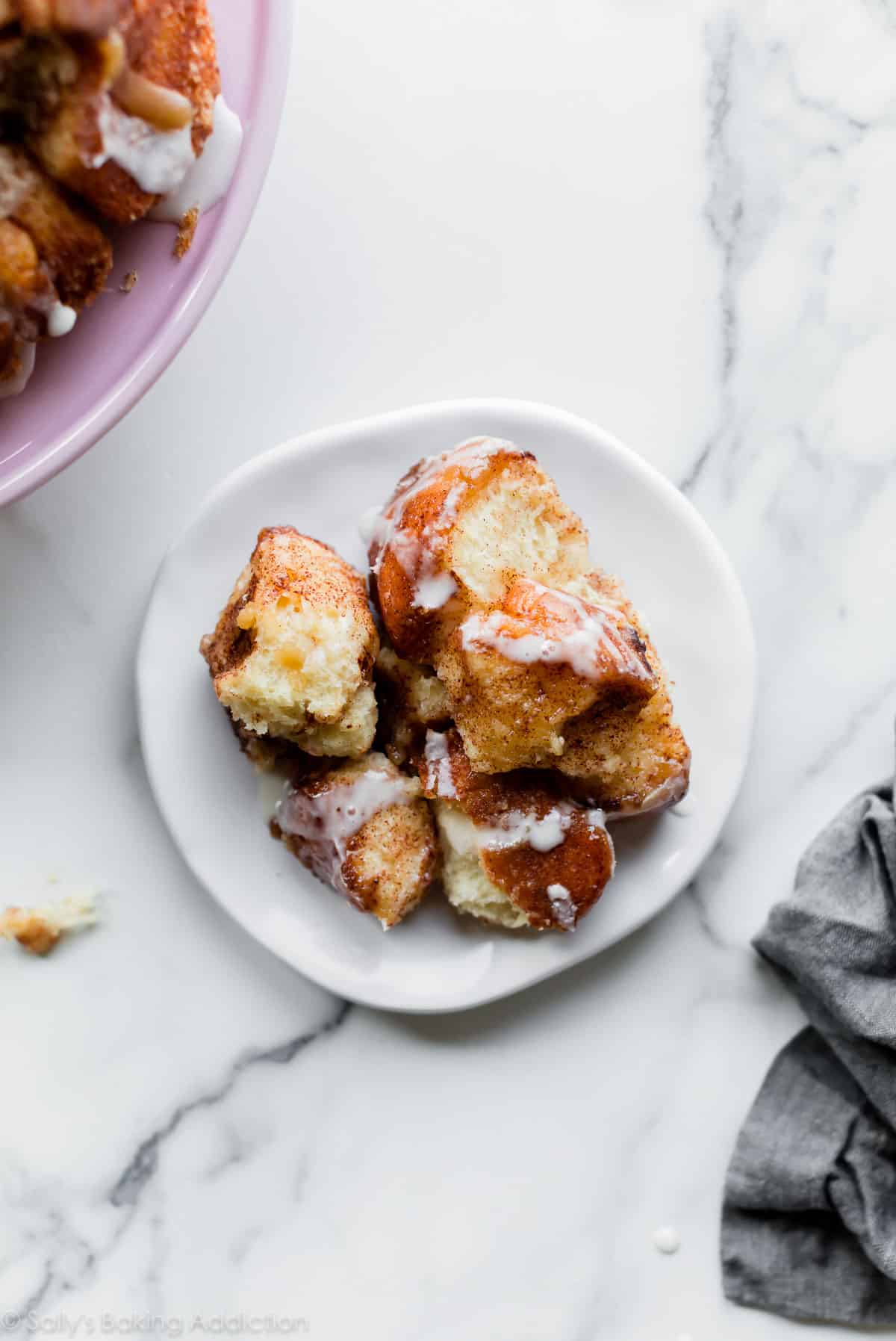 monkey bread serving on white plate