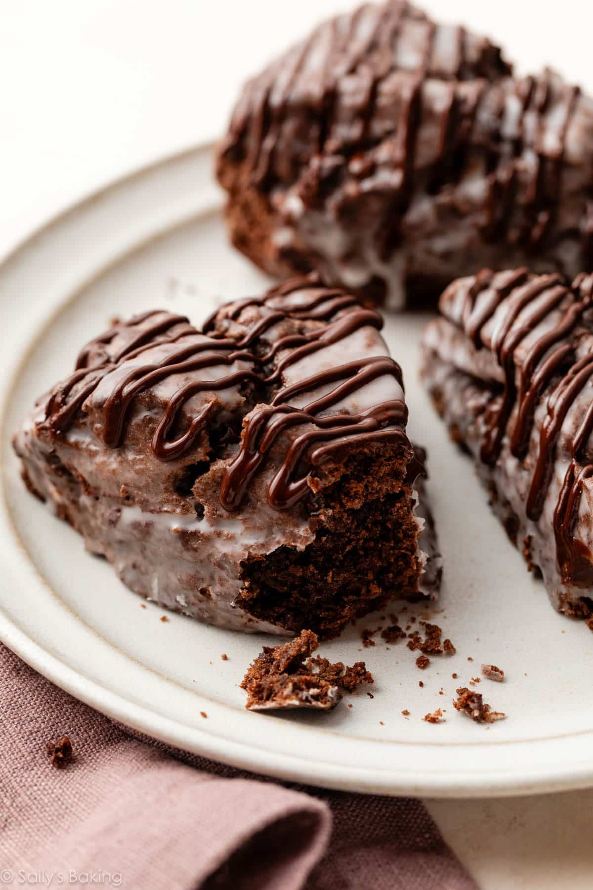 chocolate scones on plate.