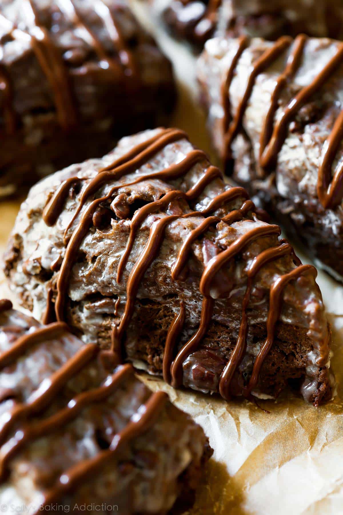 Chocolate scones with chocolate glaze