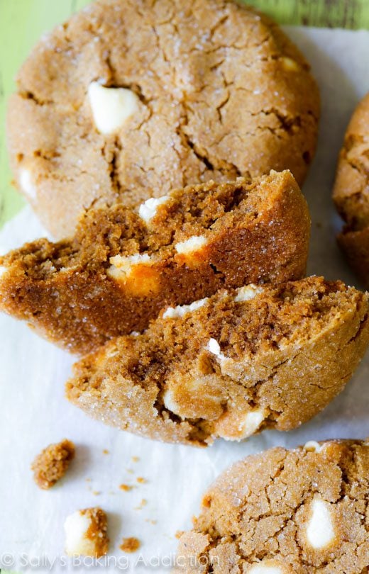 soft white chocolate chip molasses cookies