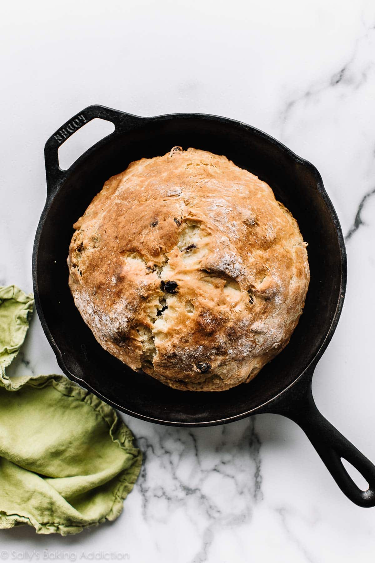 Irish soda bread in a cast iron skillet