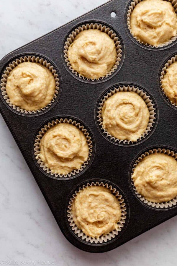 cornbread batter in cupcake liners.