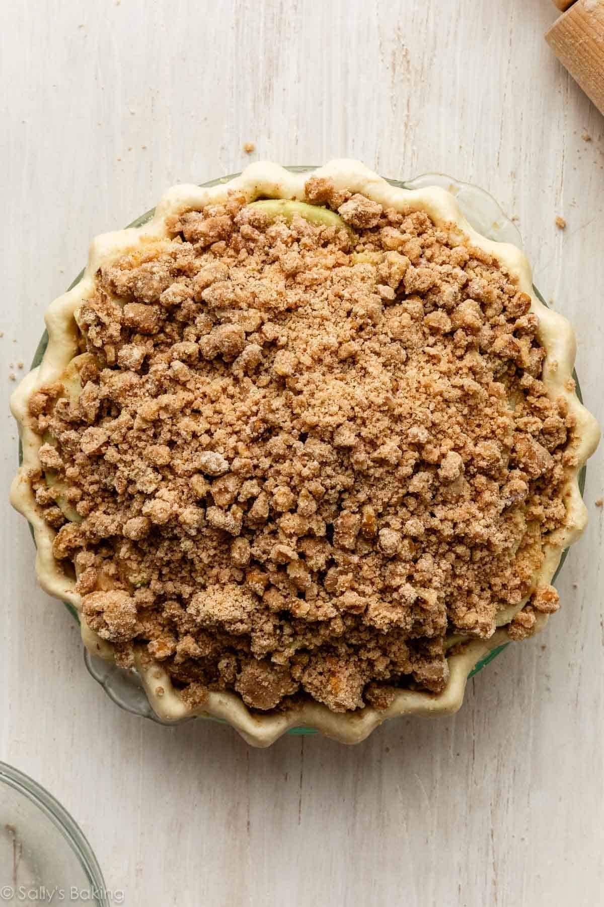 pie crust with crumble topping.