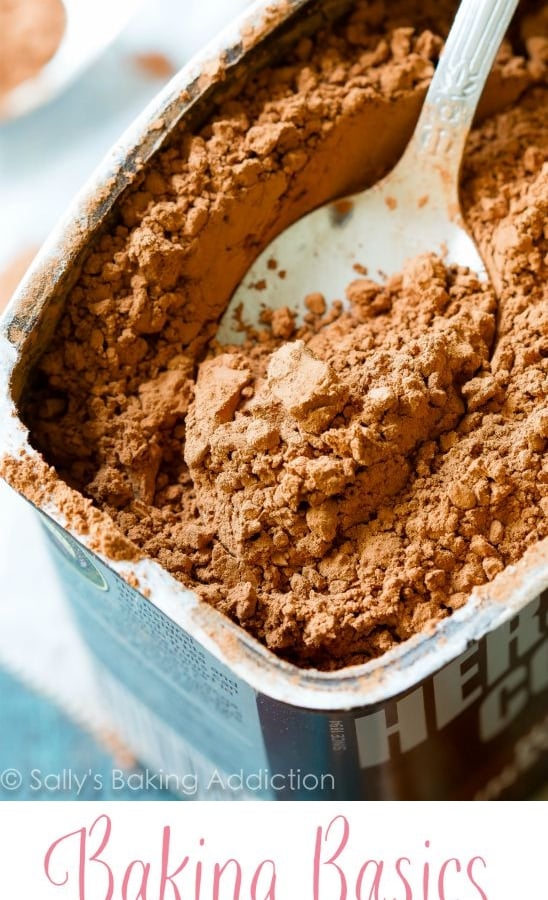 container of cocoa powder with a spoon