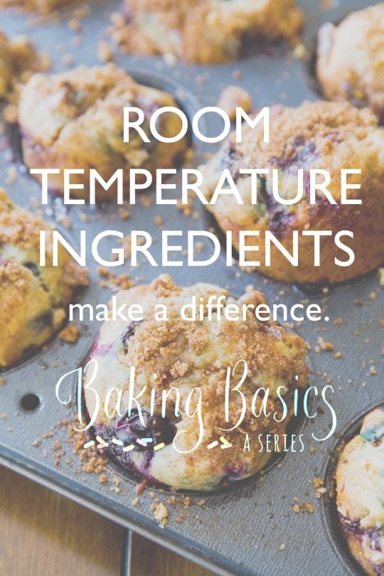 muffins in a muffin pan with text overlay that says room temperature ingredients make a difference