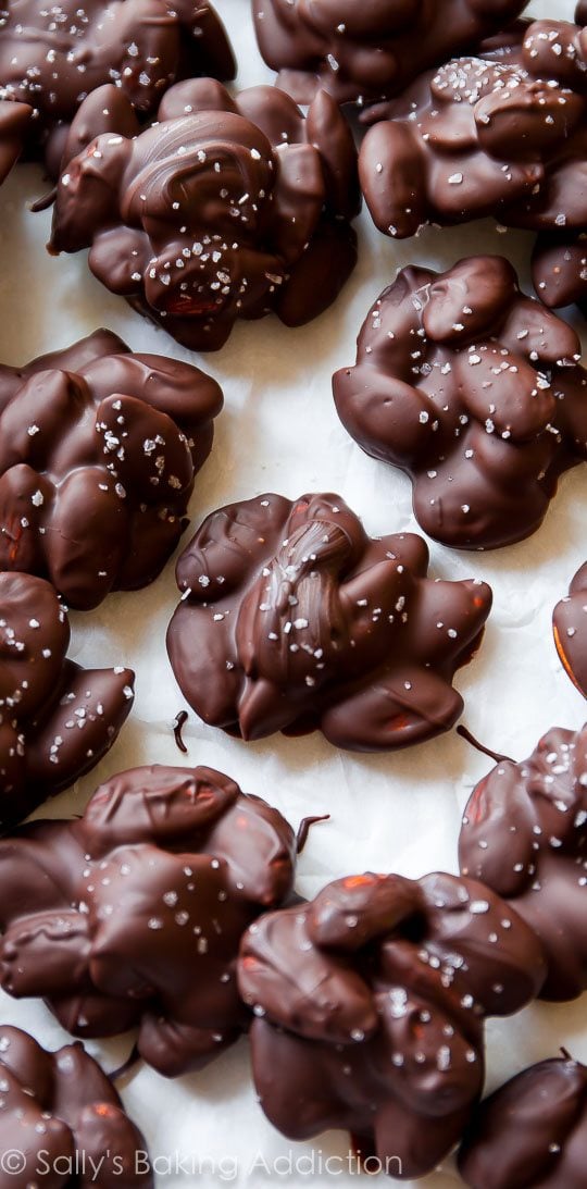 sea salt dark chocolate almond clusters