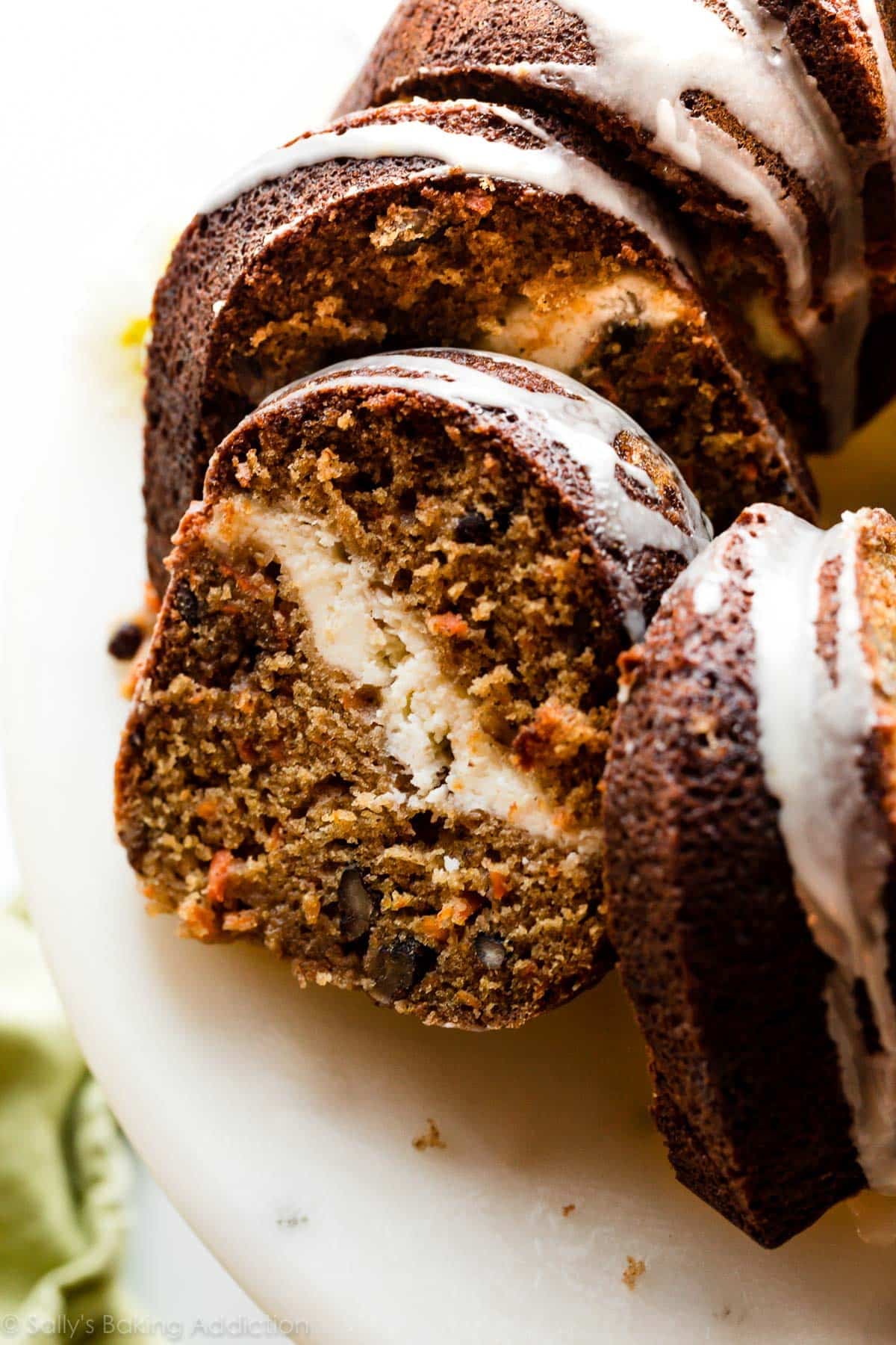 carrot cake Bundt cake with a cheesecake swirl in the center