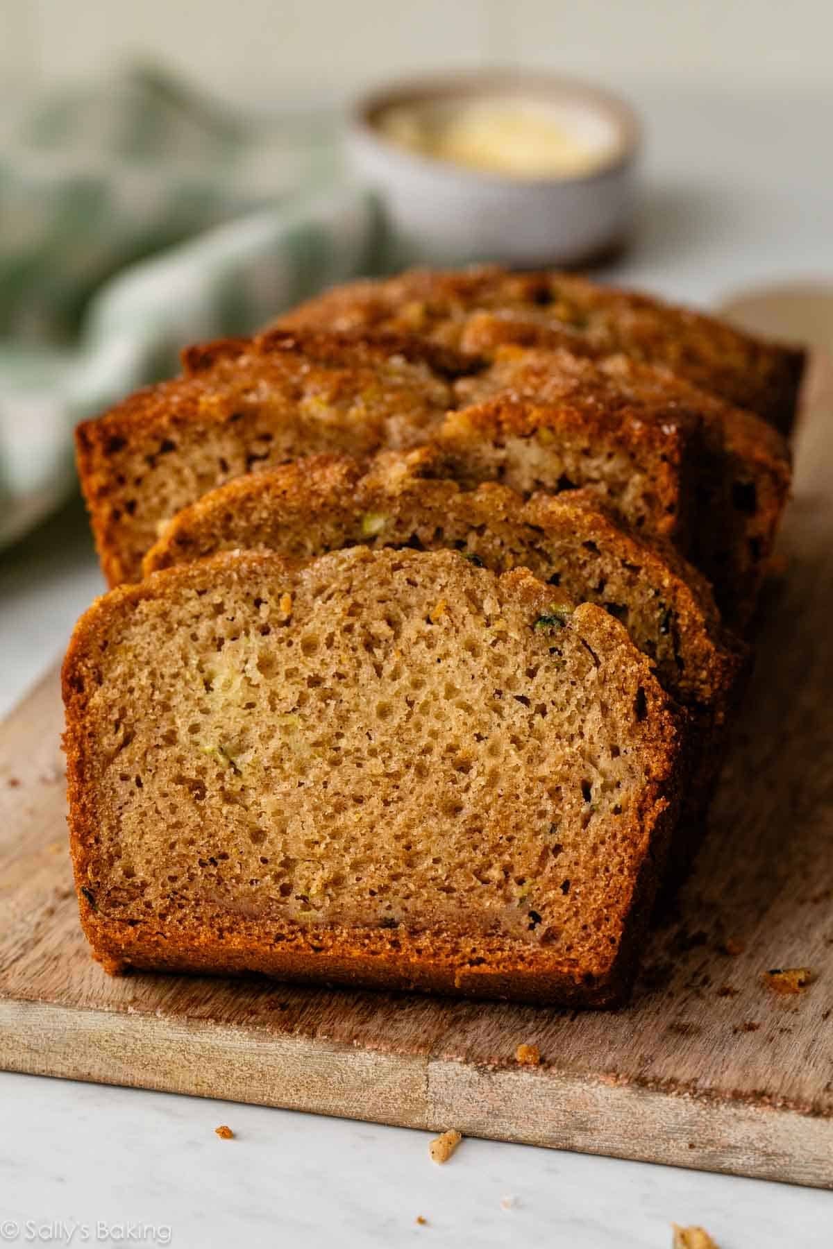 sliced healthy greek yogurt zucchini bread.