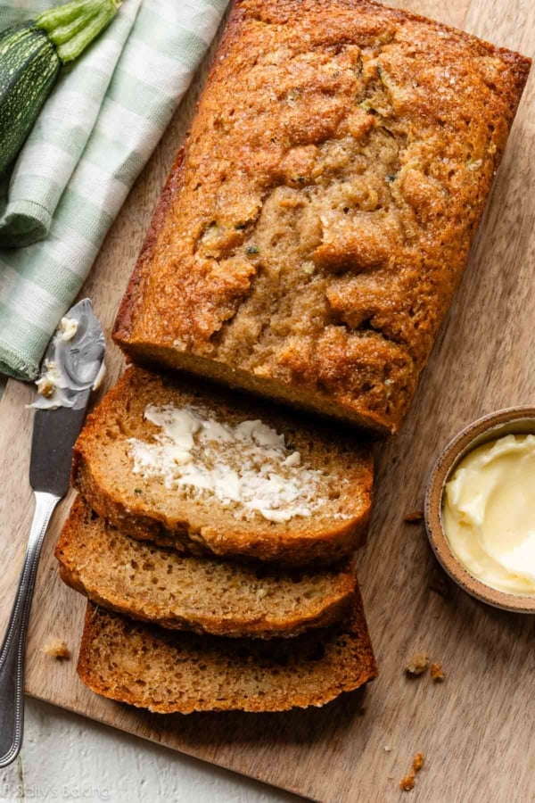 greek yogurt zucchini bread loaf.