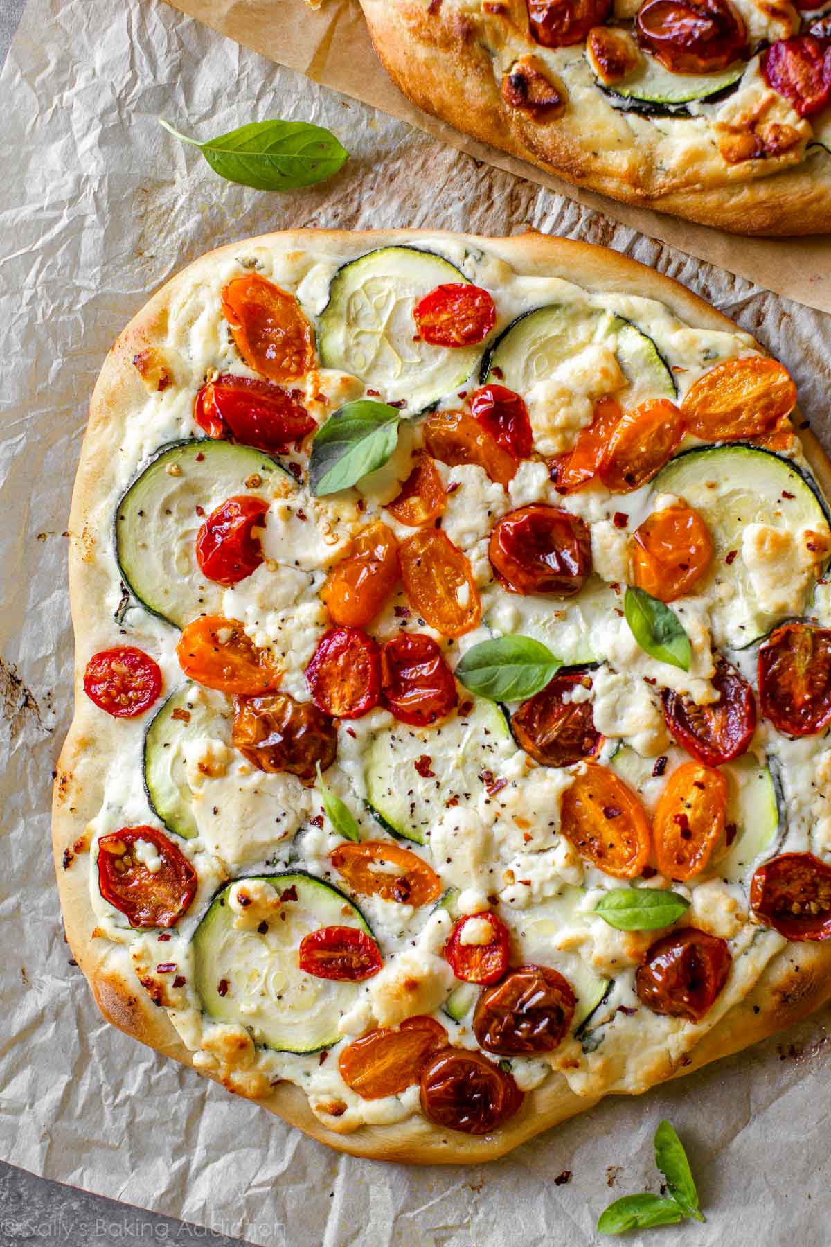 zucchini herbed ricotta flatbread