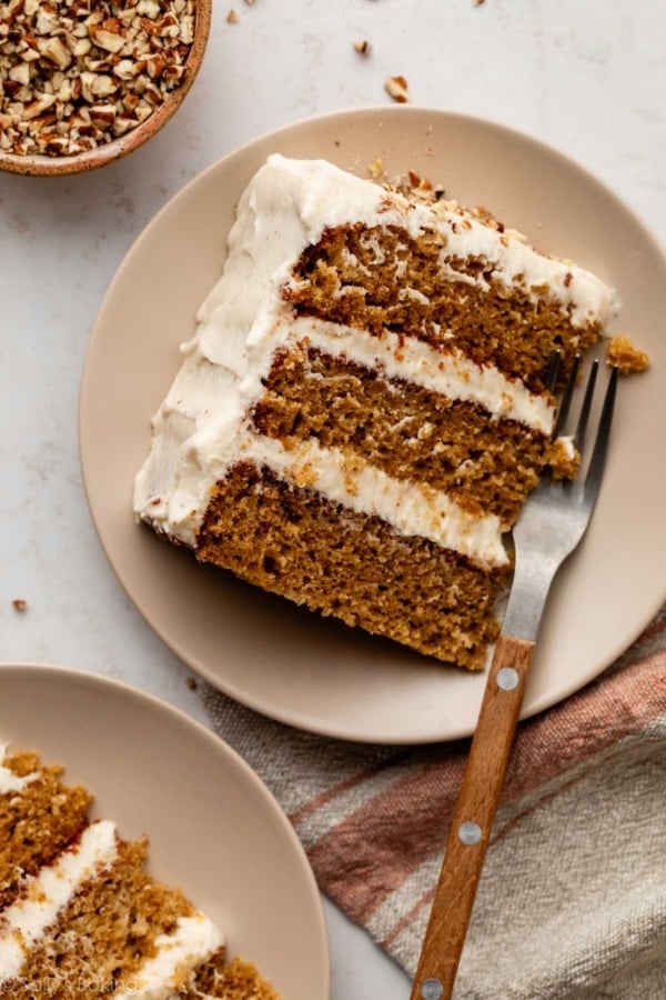 slice of spice layer cake.