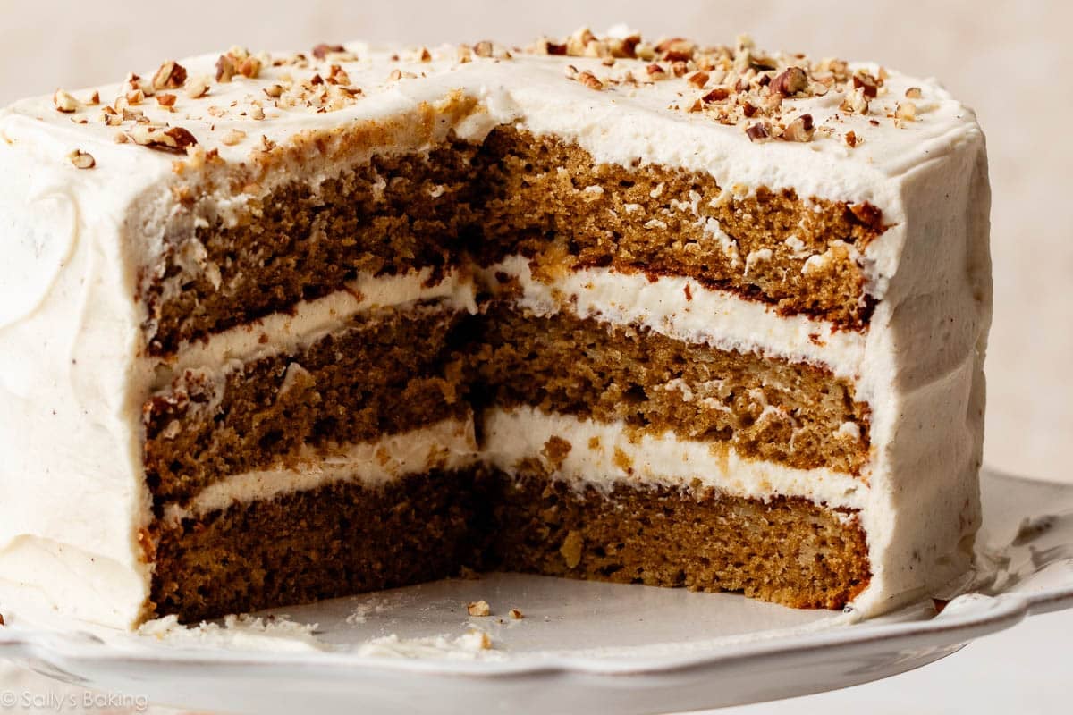 spice layer cake with brown butter cream cheese frosting.