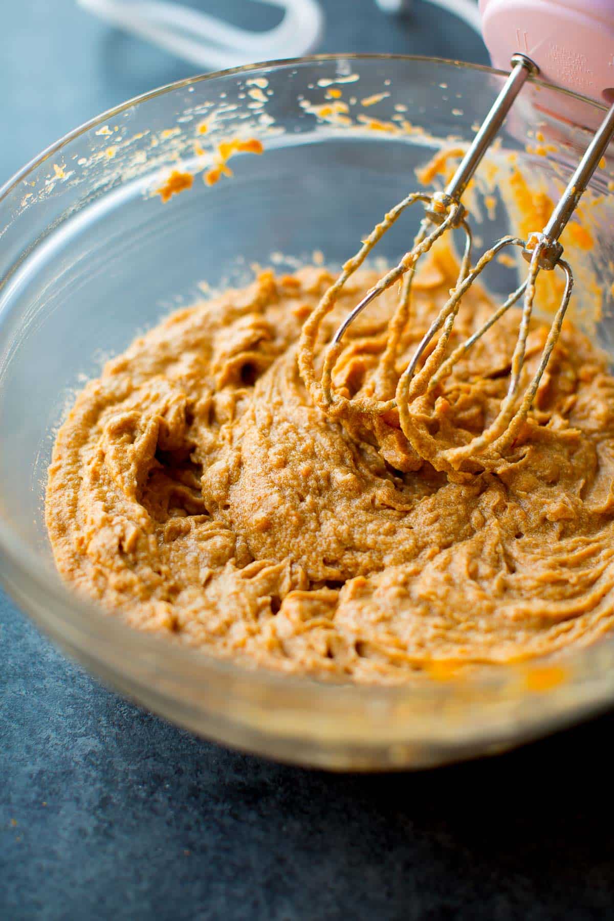 sweet potato pie filling in a glass bowl
