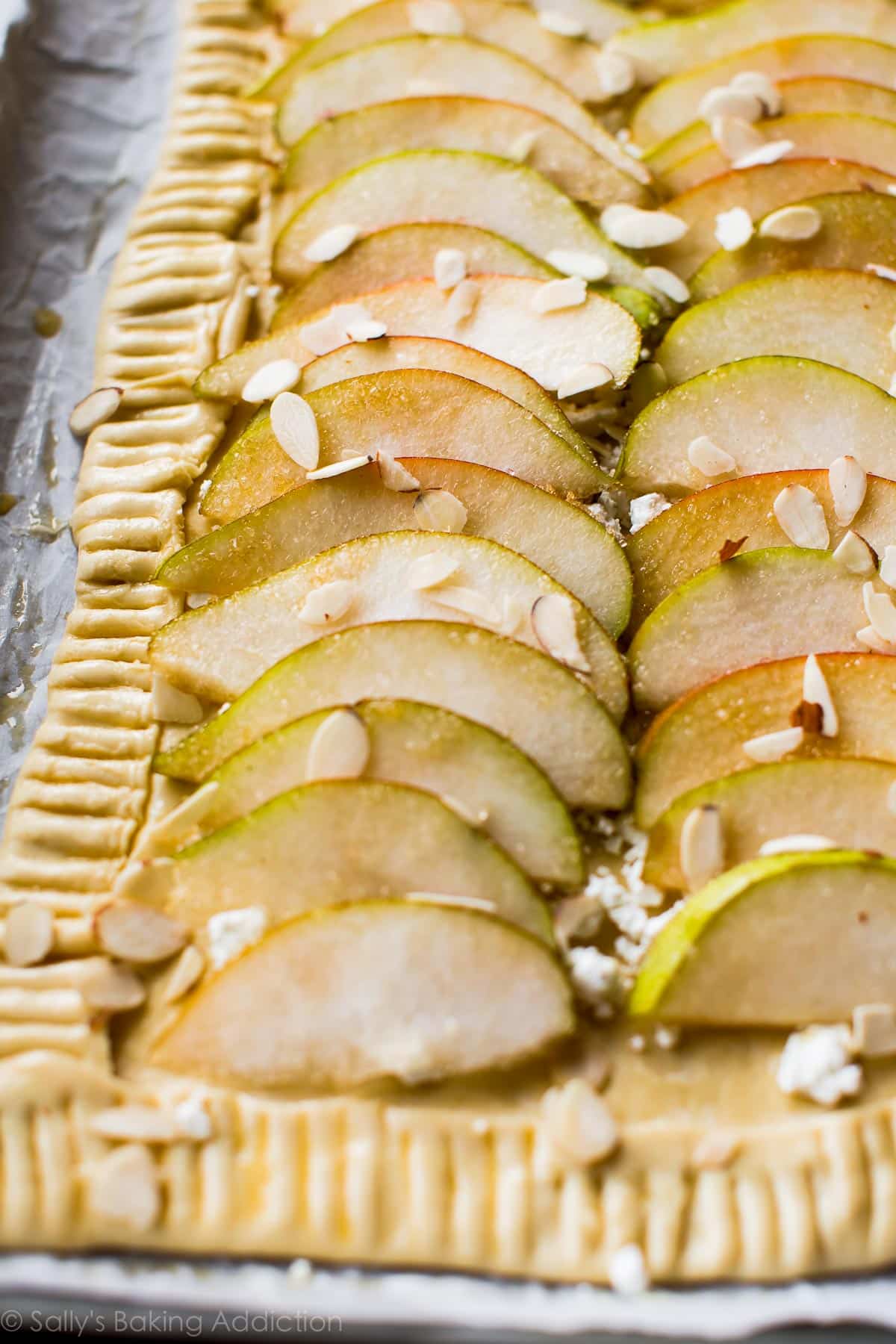 honey pear tart assembled before baking