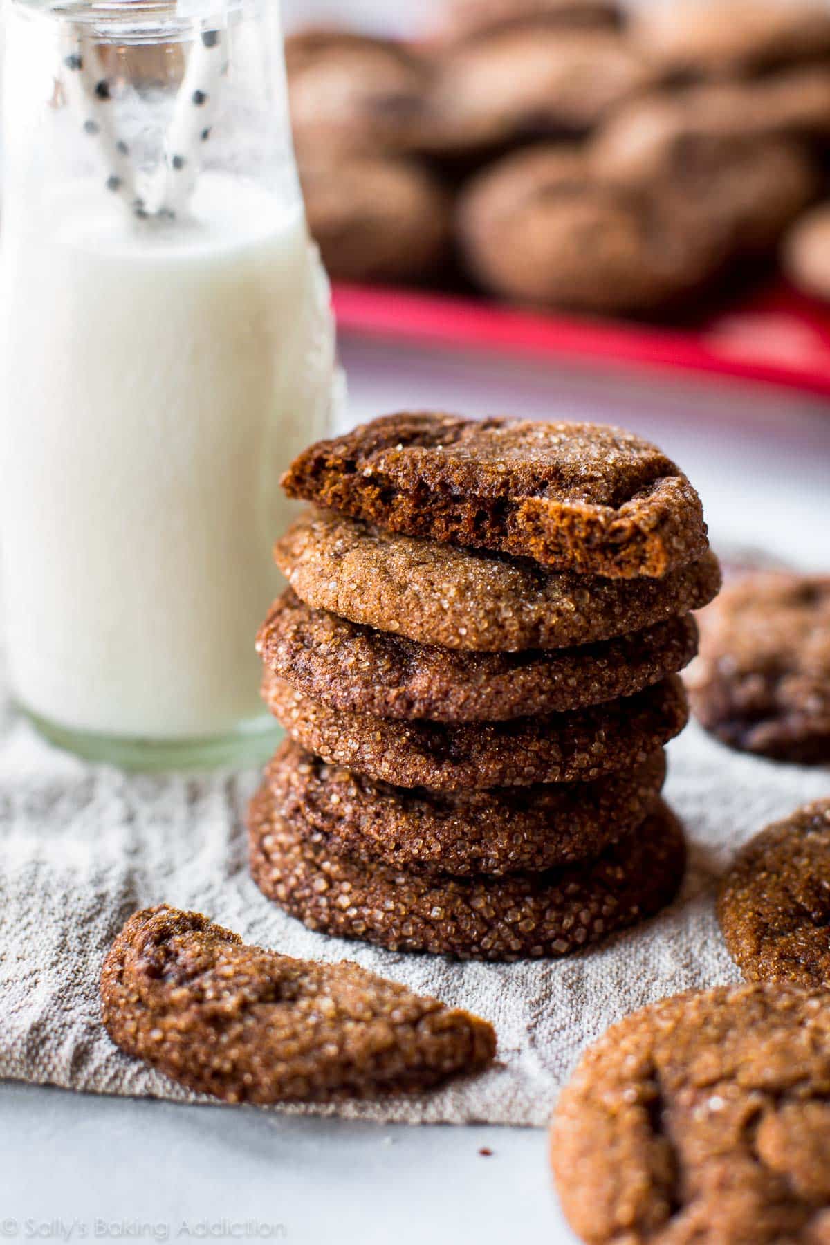 stack of crisp molasses cookies