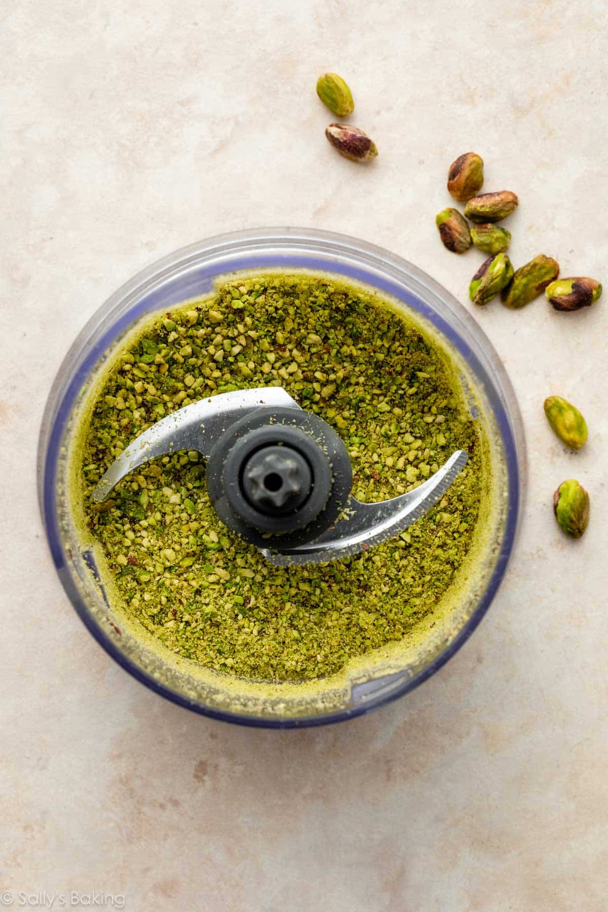 ground pistachios in food processor.