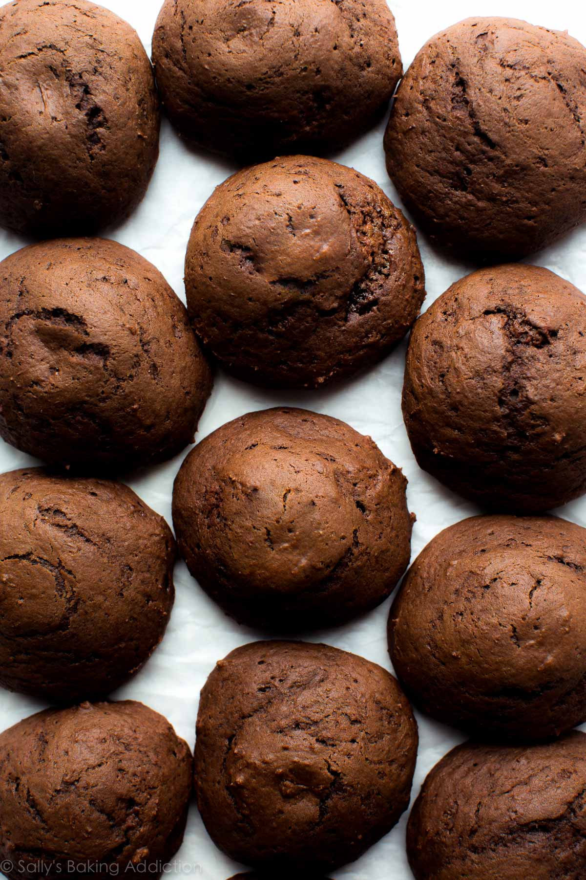 chocolate whoopie pies after baking