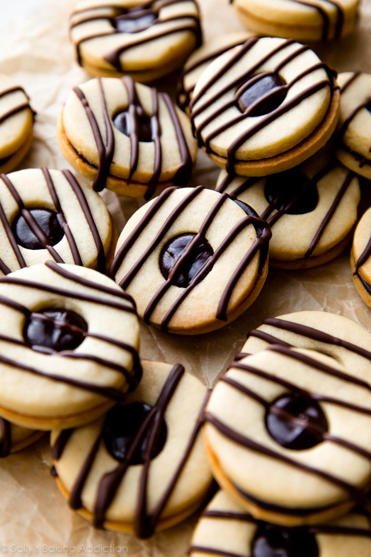 striped fudge cookie sandwiches