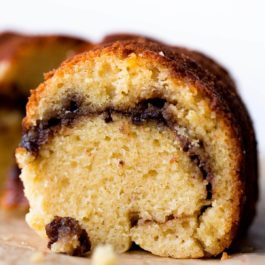 slice of chai cinnamon swirl bundt cake