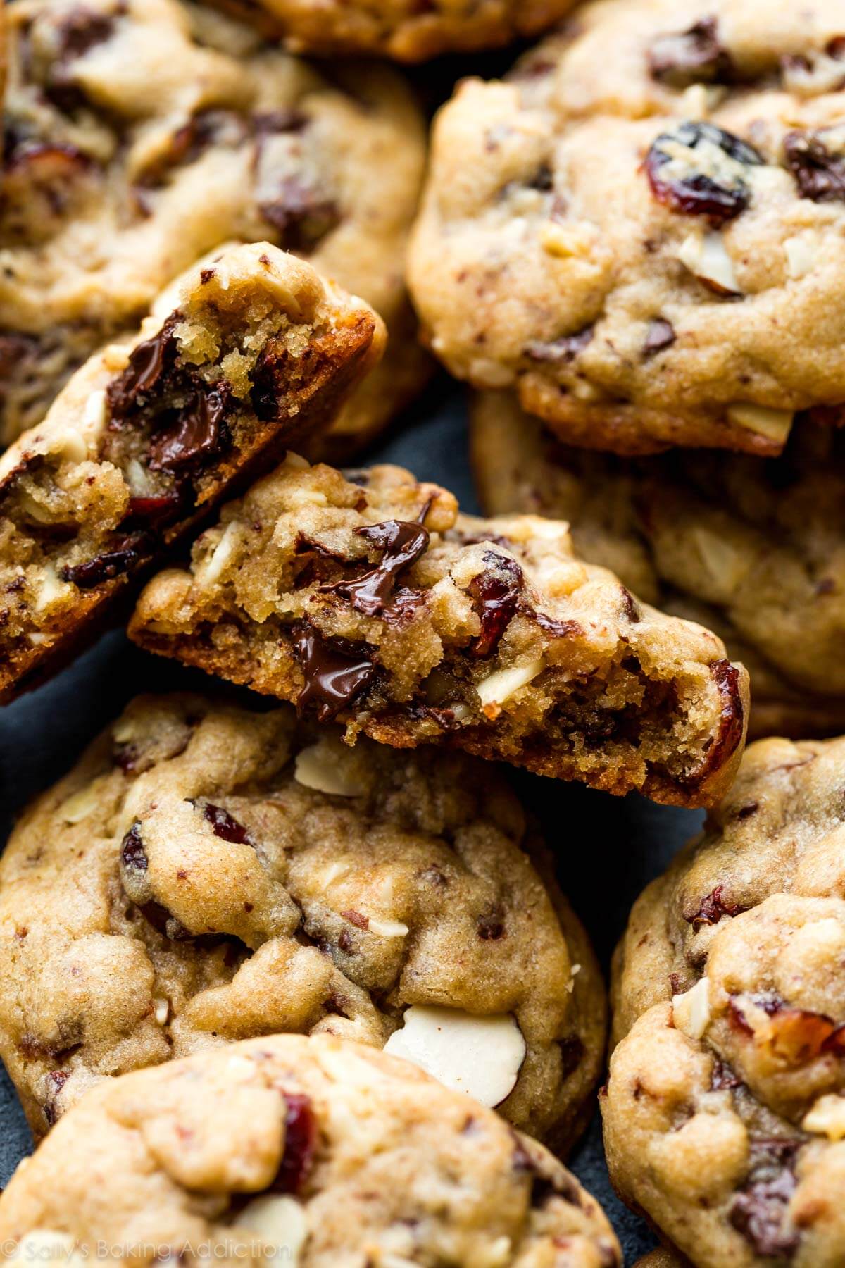 dark chocolate cranberry almond cookies