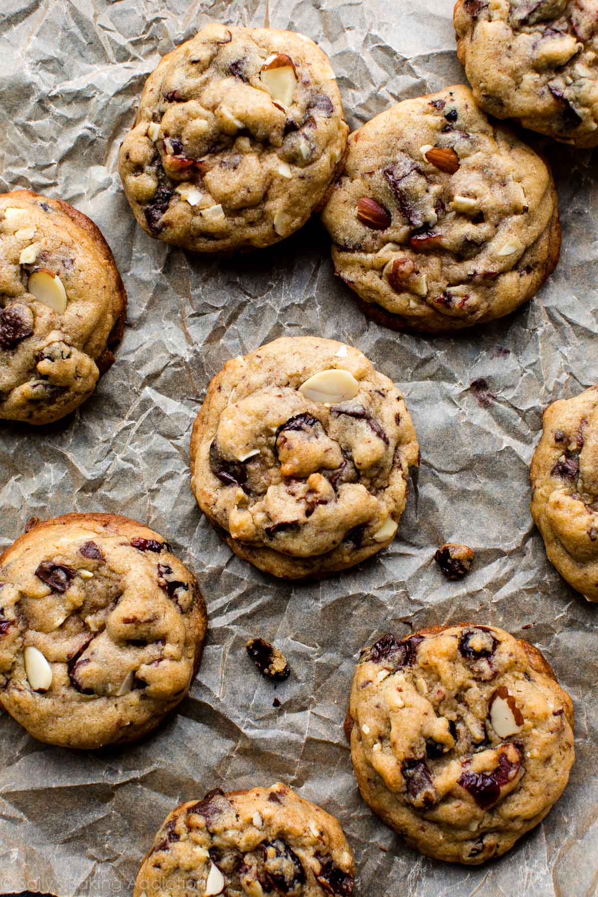dark chocolate cranberry almond cookies