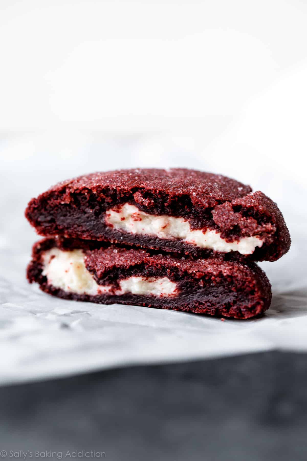 cream cheese stuffed red velvet cookies