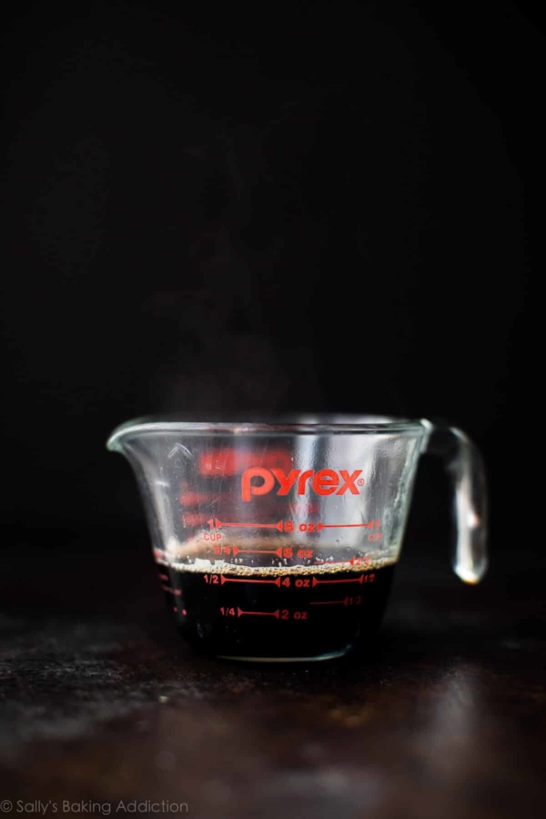 reduced Guinness in a glass measuring cup