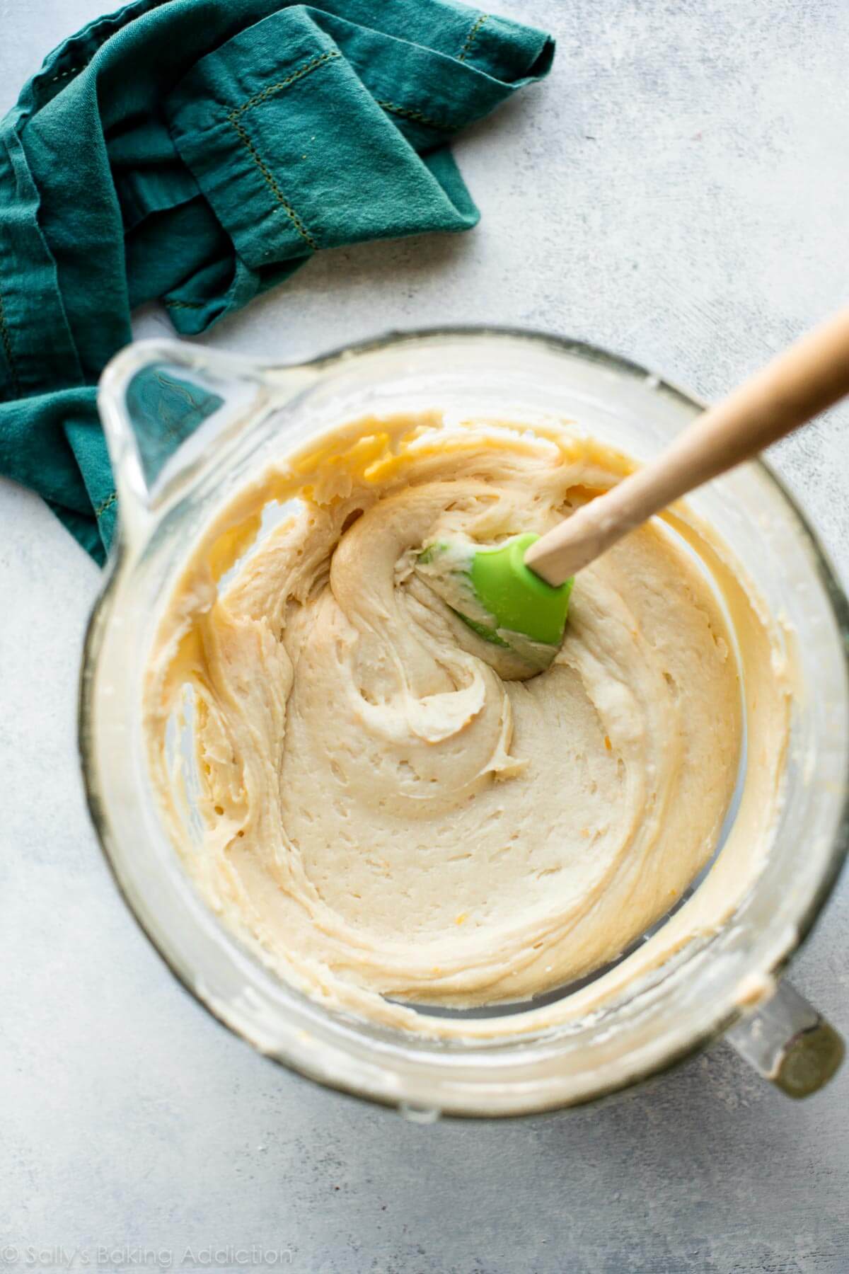 lemon ricotta cookie dough in a glass bowl