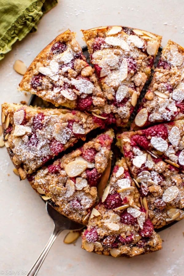 raspberry almond crumb coffee cake.