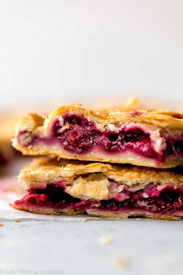 2 slices of mixed berry slab pie
