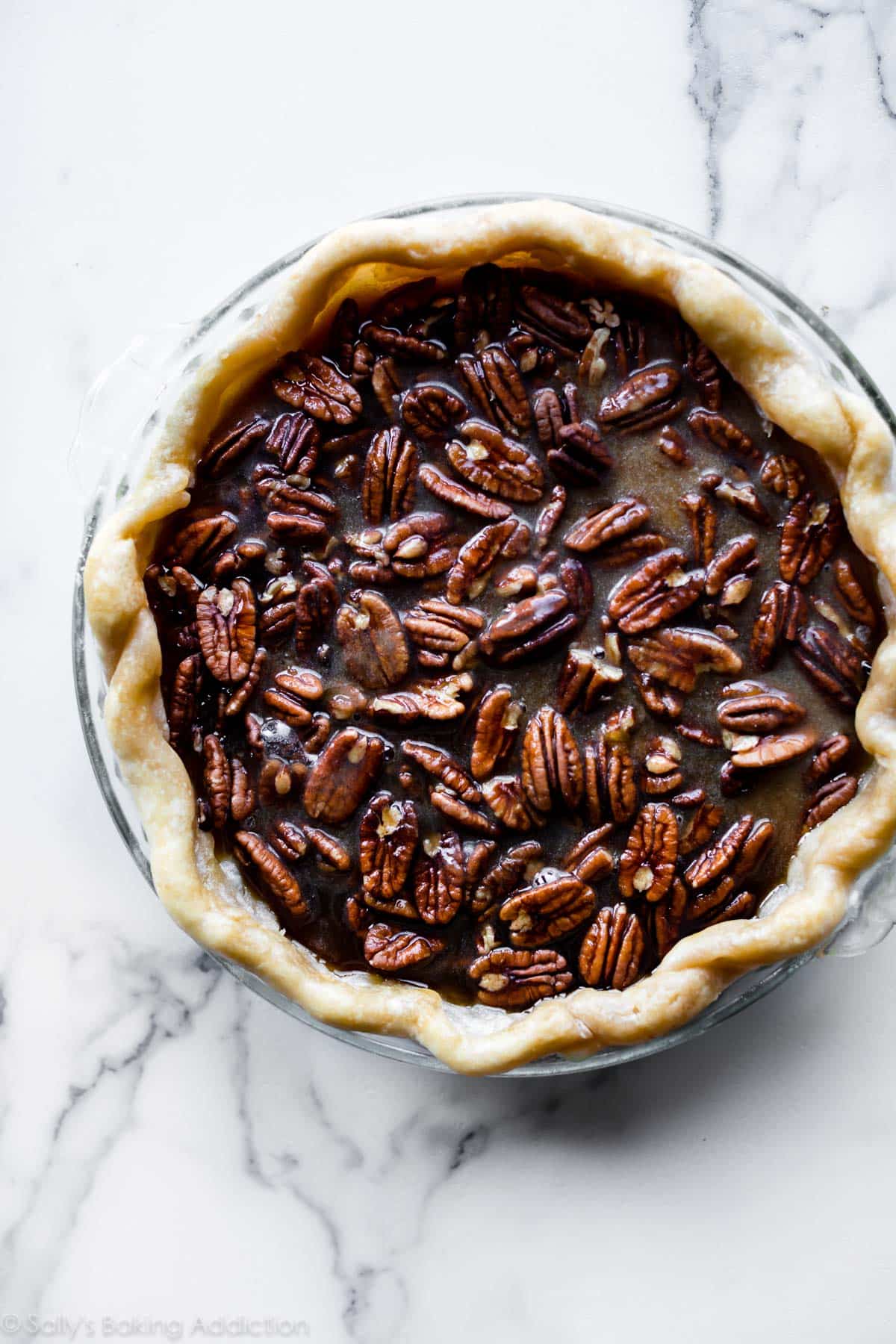 Uncooked maple pecan pie