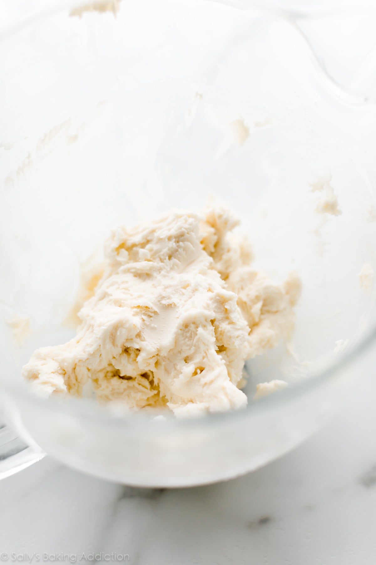 Buttercream candy filling in glass bowl