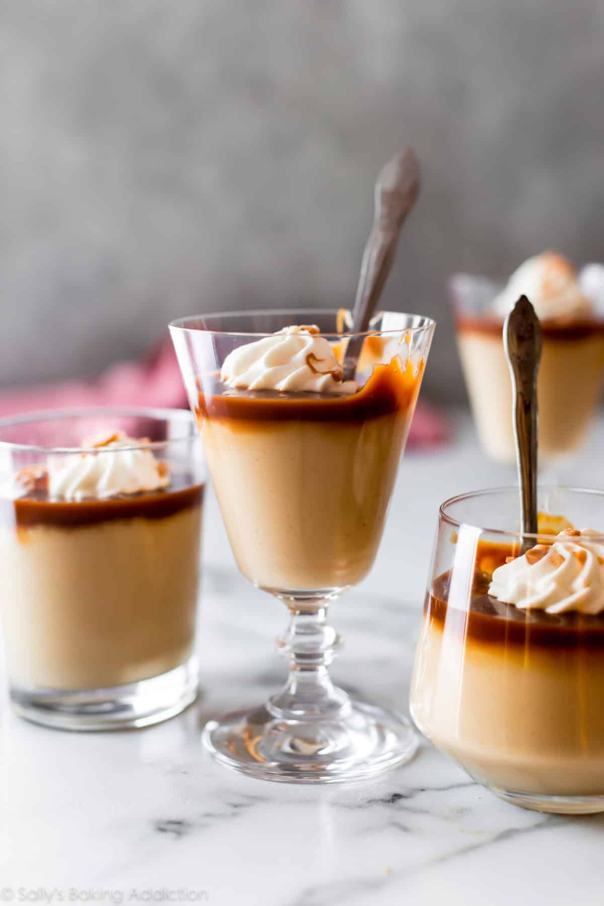 Butterscotch pudding in glass cups