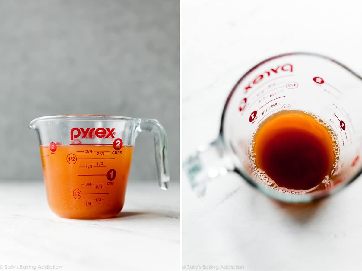 2 images of reduced apple cider