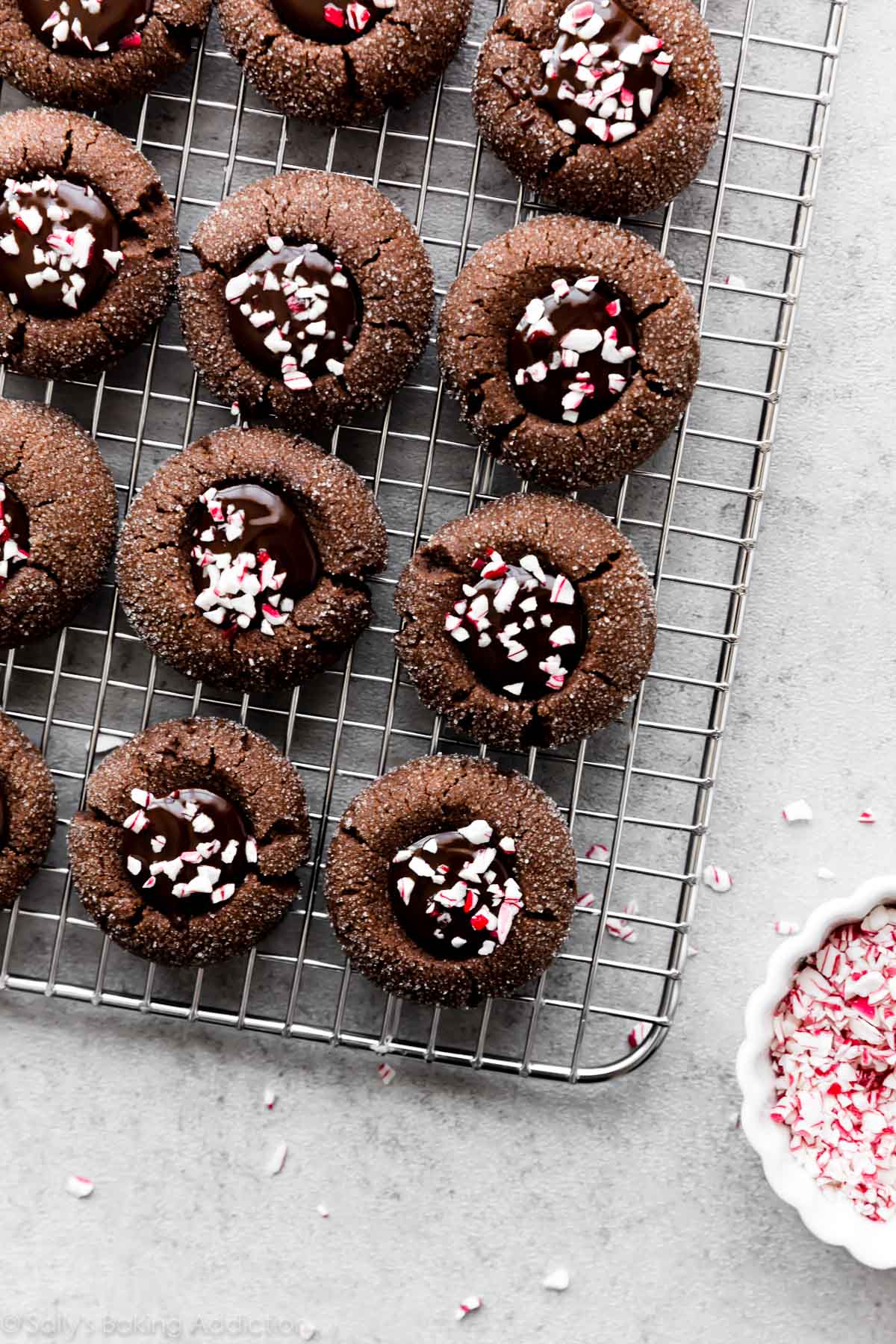 chocolate peppermint thumbprints