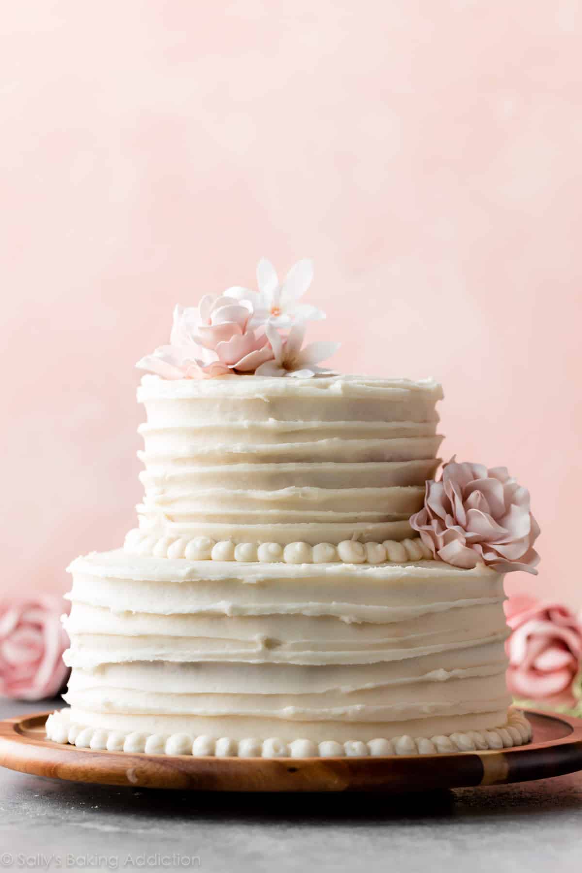 homemade 2 tier vanilla wedding cake