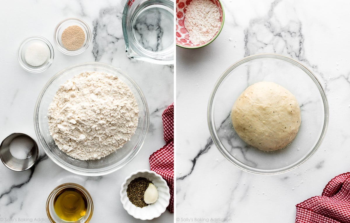 flatbread pizza dough and ingredients