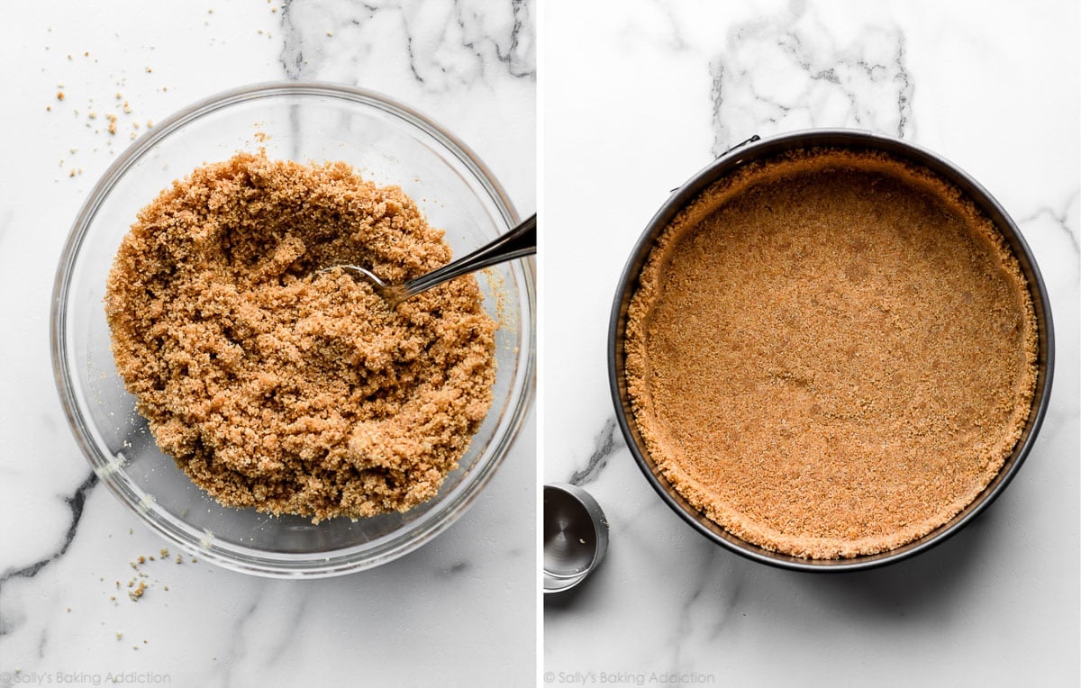 graham cracker crust in springform pan
