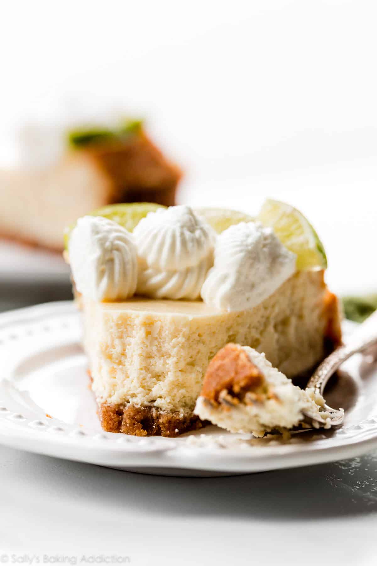 slice of key lime cheesecake