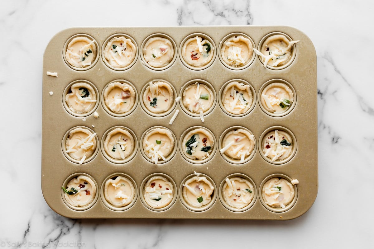 mini quiche before baking